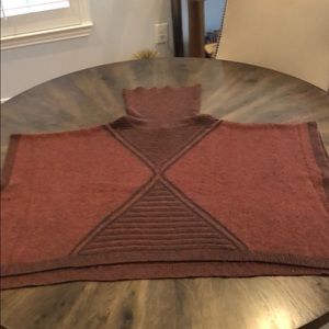 Rust colored Poncho style  turtle neck sweater